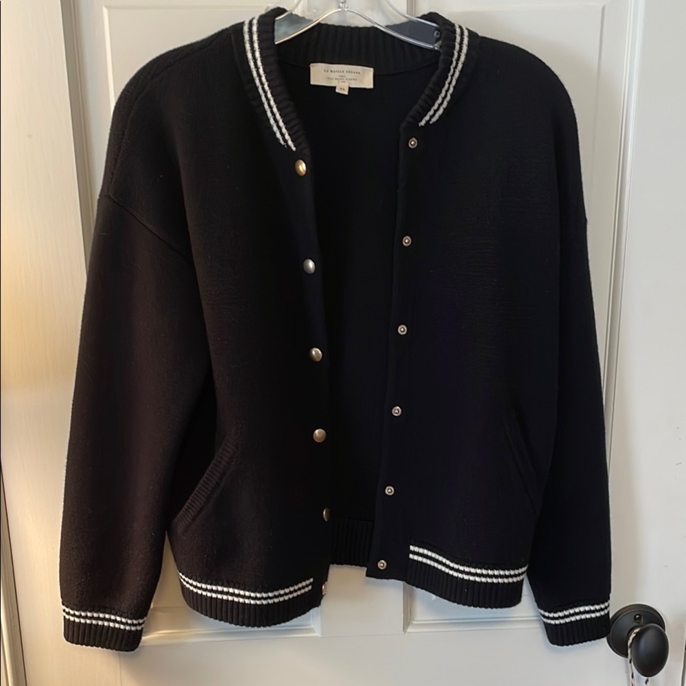 Sezane SUPER COOL feminine flirty FUN Romie varsity sweater jacket, NWOT XS  💕